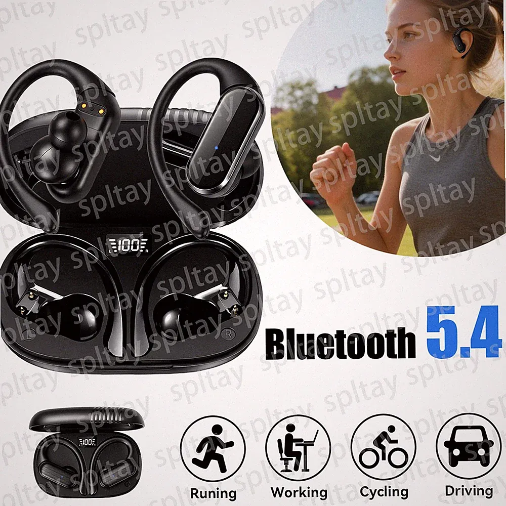 Sport Bluetooth 5.4 Kabellose In-Ear Kopfhörer Ohrbügel Headset Mikrofon Laufen