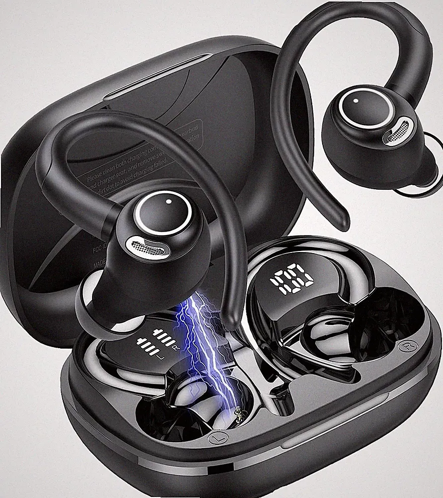 Sport In-Ear-Kopfhörer ENC, Bluetooth 5.3, 40 Std. Spielzeit, IPX7, HD, Ohrhaken