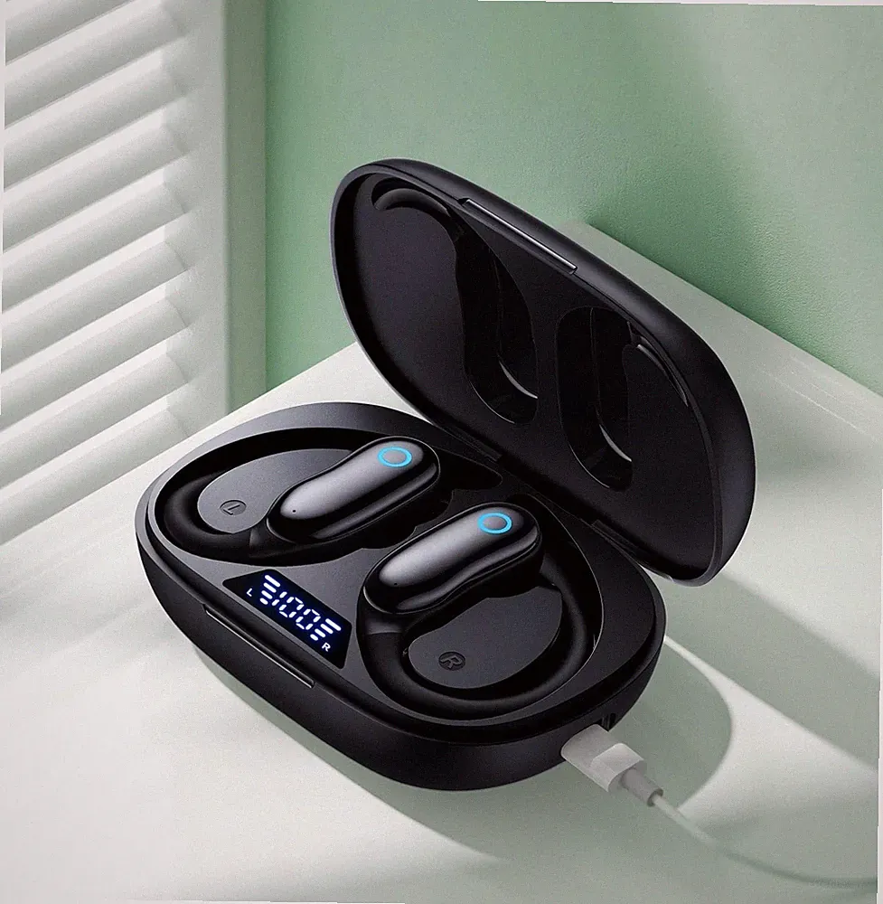 Sport Kopfhörer Bluetooth mit Ohrbügel, ANC -30dB Geräuschunterdrückung, IPX7 Wa