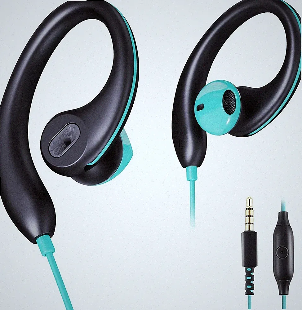 Sport Kopfhörer Over-Ear Ohrbügel Mikrofon schweißfest 3,5mm Stecker Gym