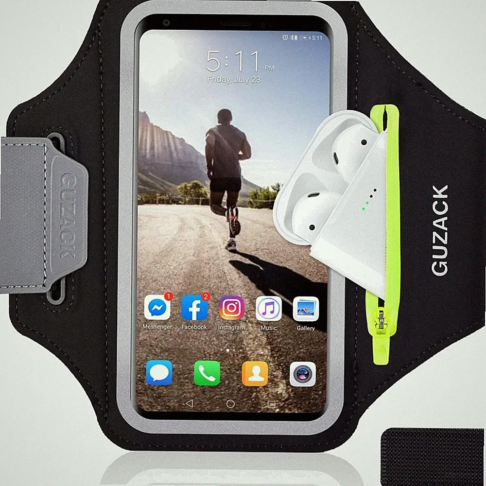 Sportarmband Handy Universal, Handyhalterung Joggen Mit Kopfhörer Tasche Runn...