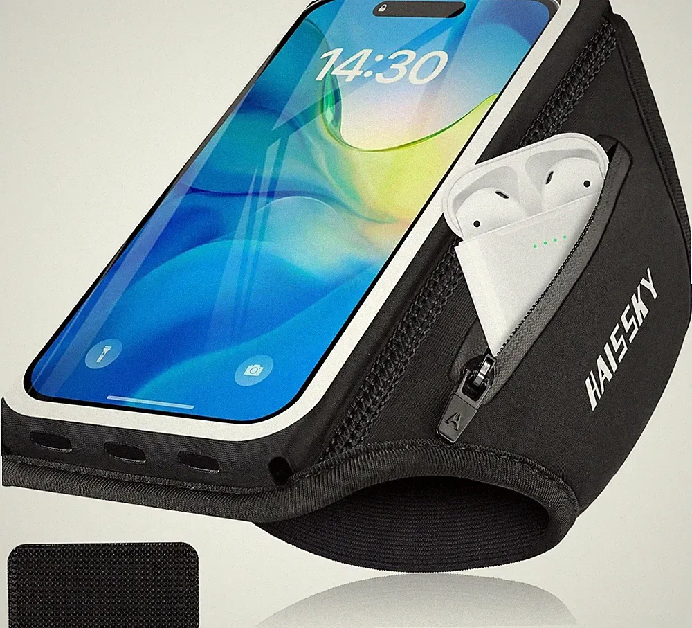 Sportarmband mit Kopfhörertasche für iPhone 16 Pro Max, Galaxy S25 Ultra, Joggen