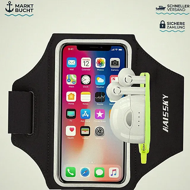 Sportarmband mit Kopfhörertasche für iPhone 16 Pro Max, Huawei, Galaxy