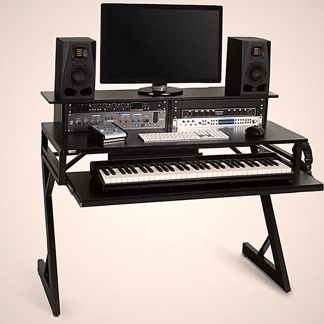 Stagecaptain Studio Tisch Keyboardtray Rack 19" Recording Workstation 2x 3HE