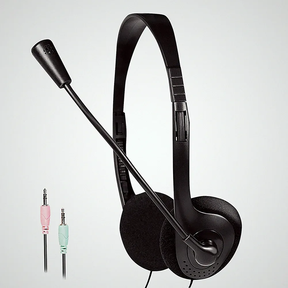 Stereo Headset 3,5mm Klinkenstecker On Ear Mikrofon für Internet Telefonie Skype