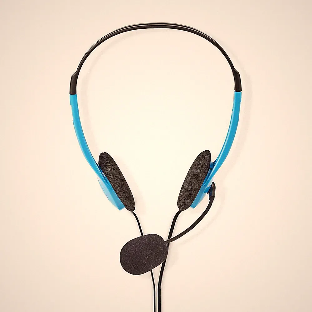 Stereo Headset Kopfhörer blau für PC Computer Musik Chat Spiele VoIP Konsole