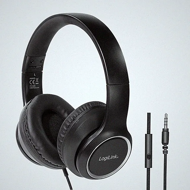 Stereo Headset PC Büro Skype Musik Games Homeoffice 3,5mm 1,2 m Kabel Schwarz