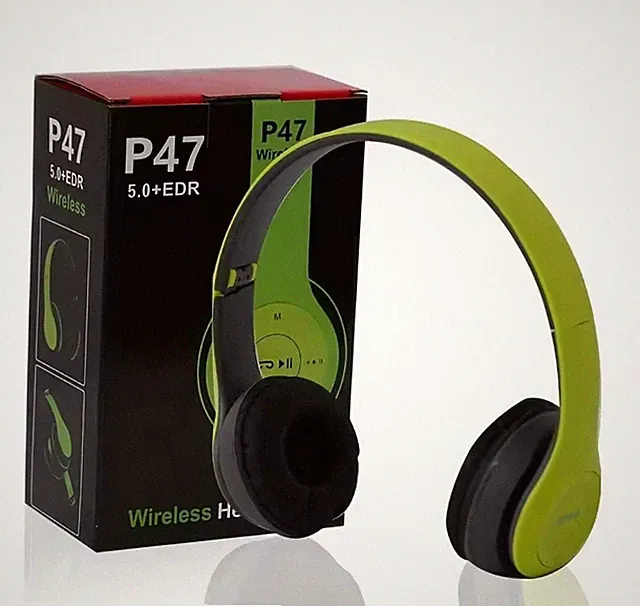 Stereo P47 Kopfhörer 5,0 Bluetooth Headset Falt serie Wireless Sportspiel (GRÜN)