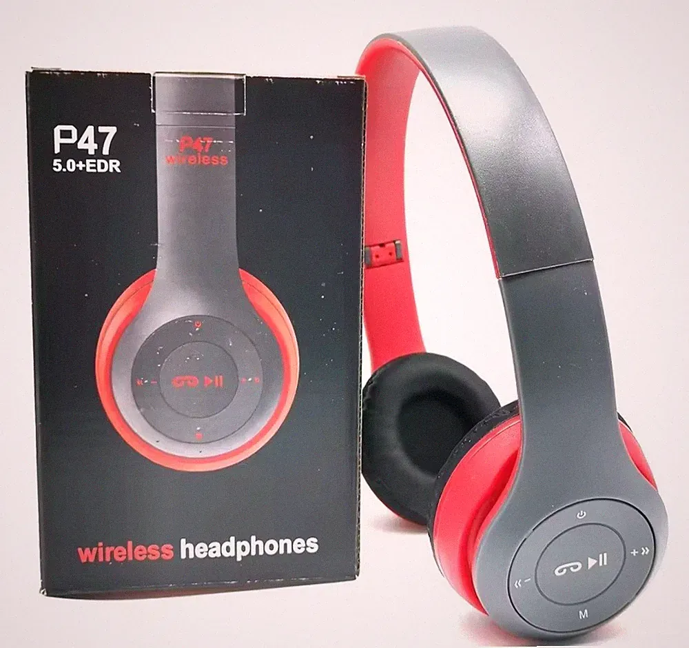 Stereo P47 Kopfhörer 5,0 Bluetooth Headset Faltserie Wireless Sportspiel (ROT)