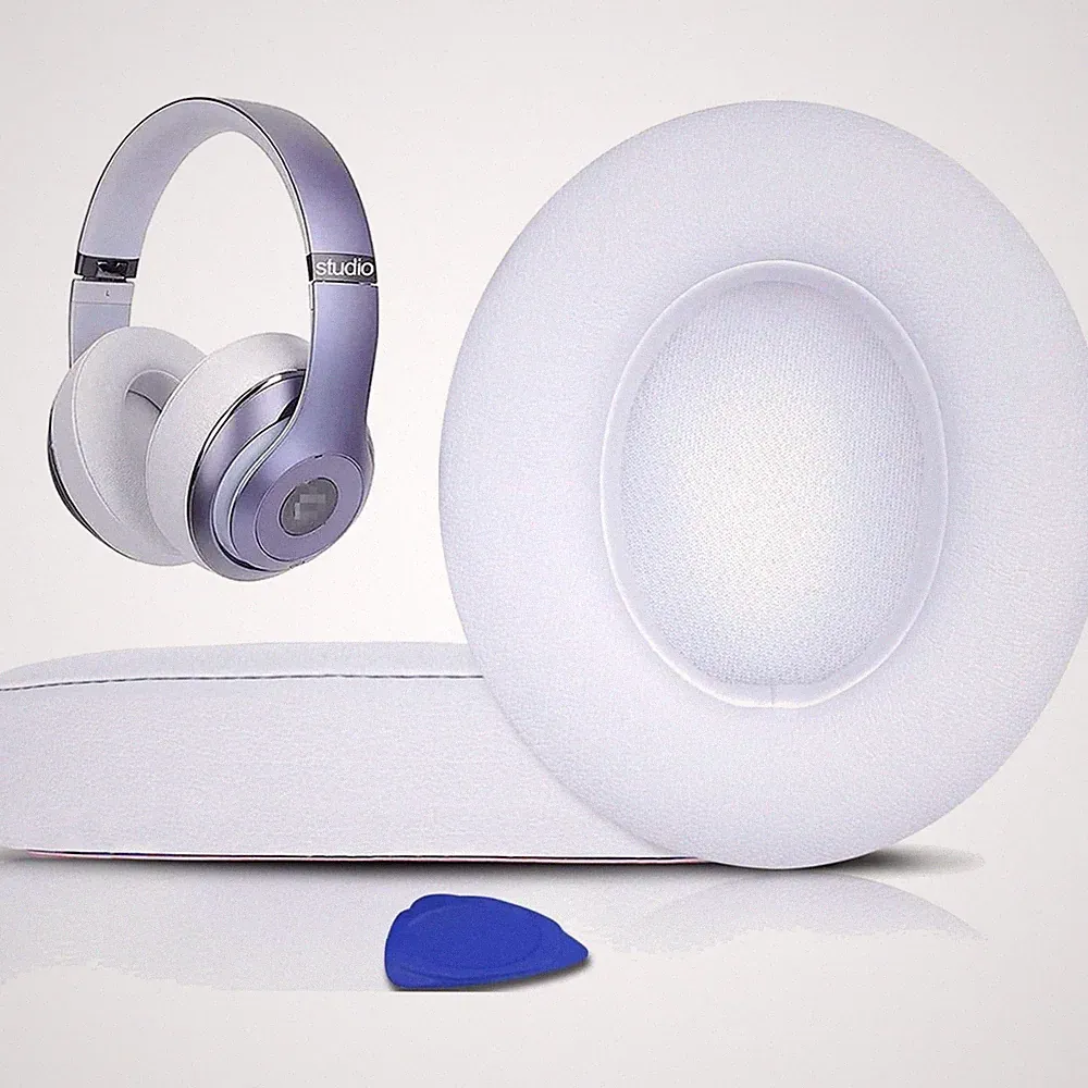 Studio 2 & 3 Over-Ear Kopfhörer Ersatz Ohrpolster Weiß Kunstleder Memory-Schaum