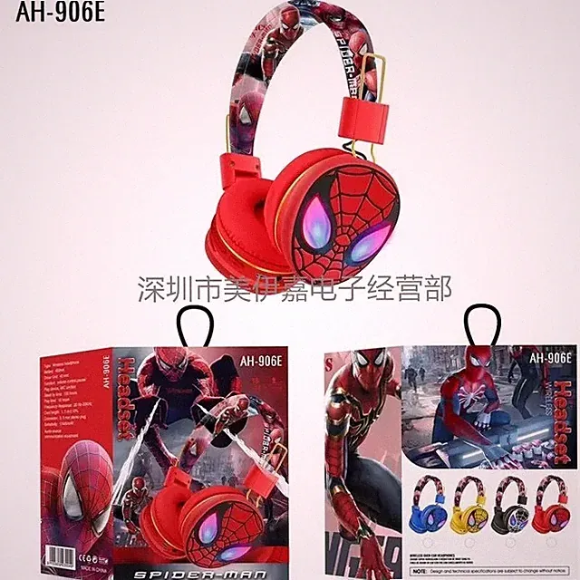 Süße Marvels Ohrhörer AH-906E Cartoon Spider Man Kopfbedeckung Musik Ohrhörer Folda