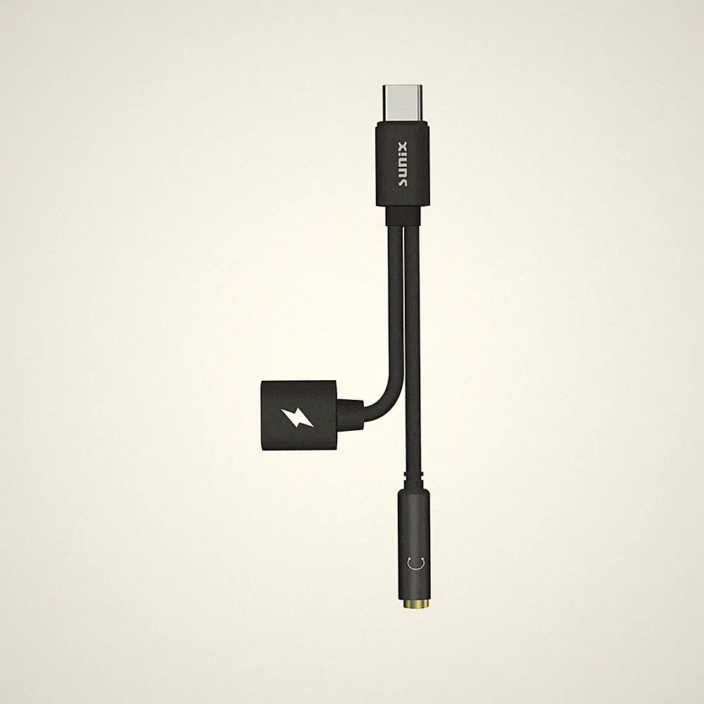 Sunix CT-10 USB C Splitter Adapter 2in1 Audio 3,5mm Klinke Aux Laden Kopfhörer