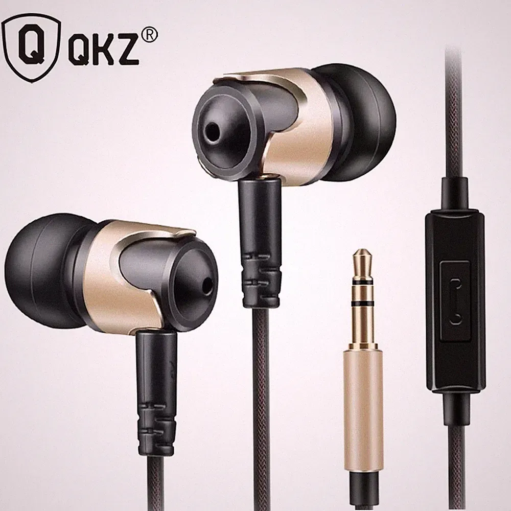 Super Bass High-End In Ear Kopfhörer QKZ DM4 Gold Ohrhörer, austauschbare Kabel