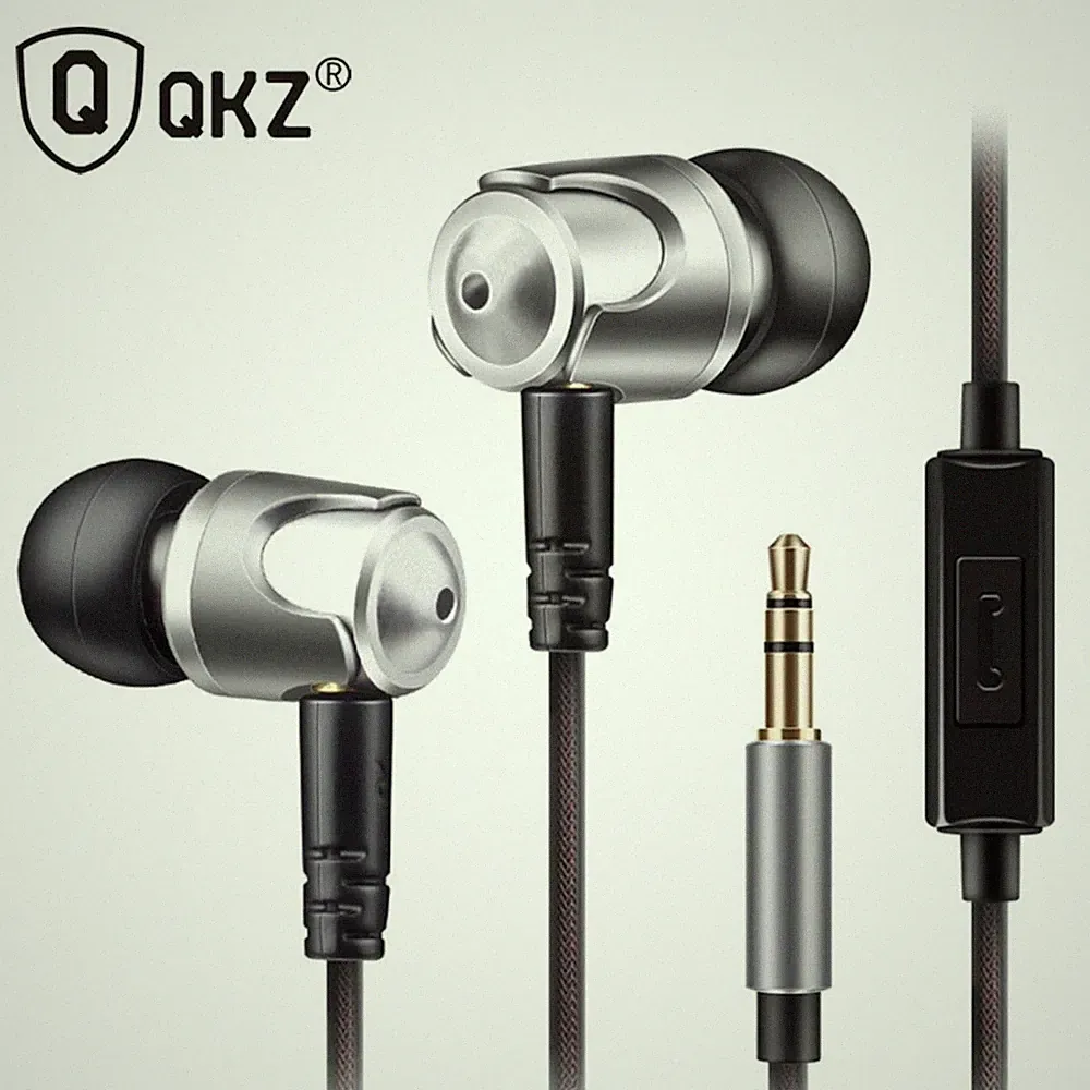 Super Bass High-End In Ear Kopfhörer QKZ DM4 Silber Ohrhörer austauschbare Kabel