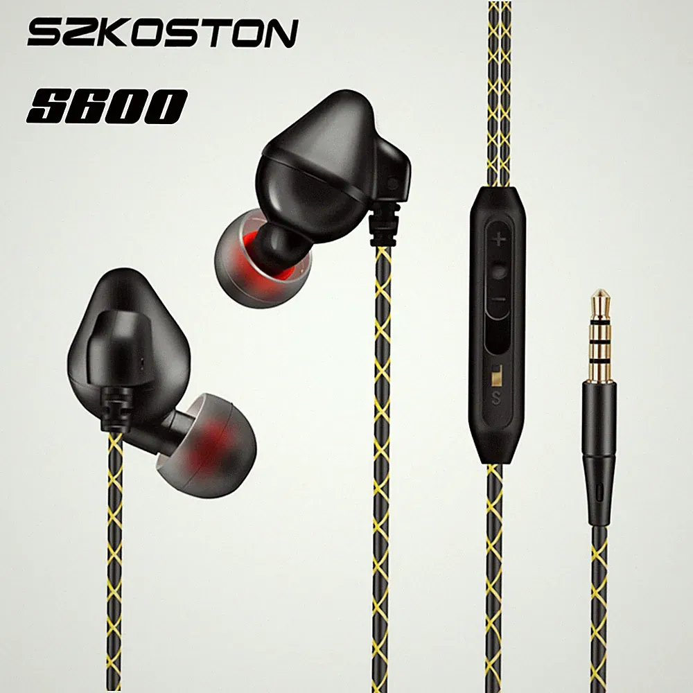 Super Bass In-Ear Kopfhörer Headset High End S600 in schwarz + PU-Hardcase