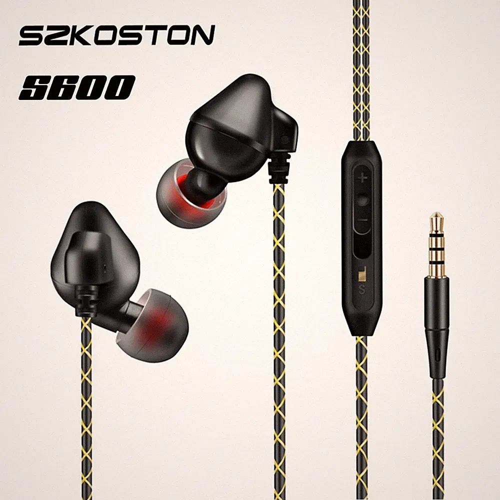 Super Bass In-Ear Kopfhörer Headset High End S600 in schwarz + PU-Hardcase