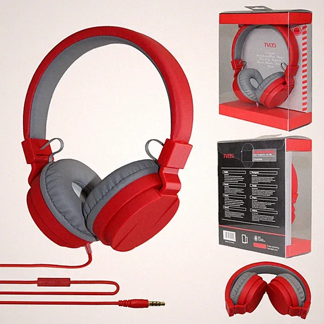 Super Bass Stereo Kopfhörer Headset TV5 On-Ear Headphone Rot Grau