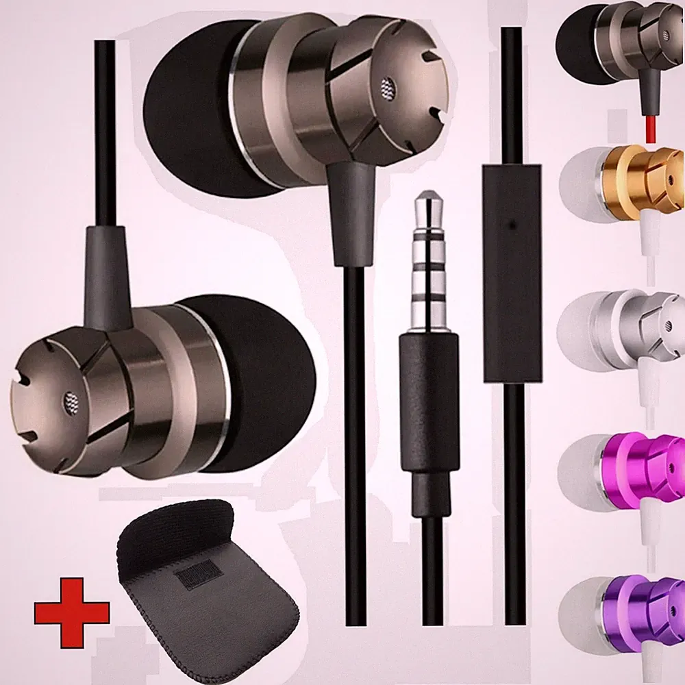 Super Bass Turbine Metall Kopfhörer In-Ear Headset Ohrhörer mit Mikrofon +Tasche
