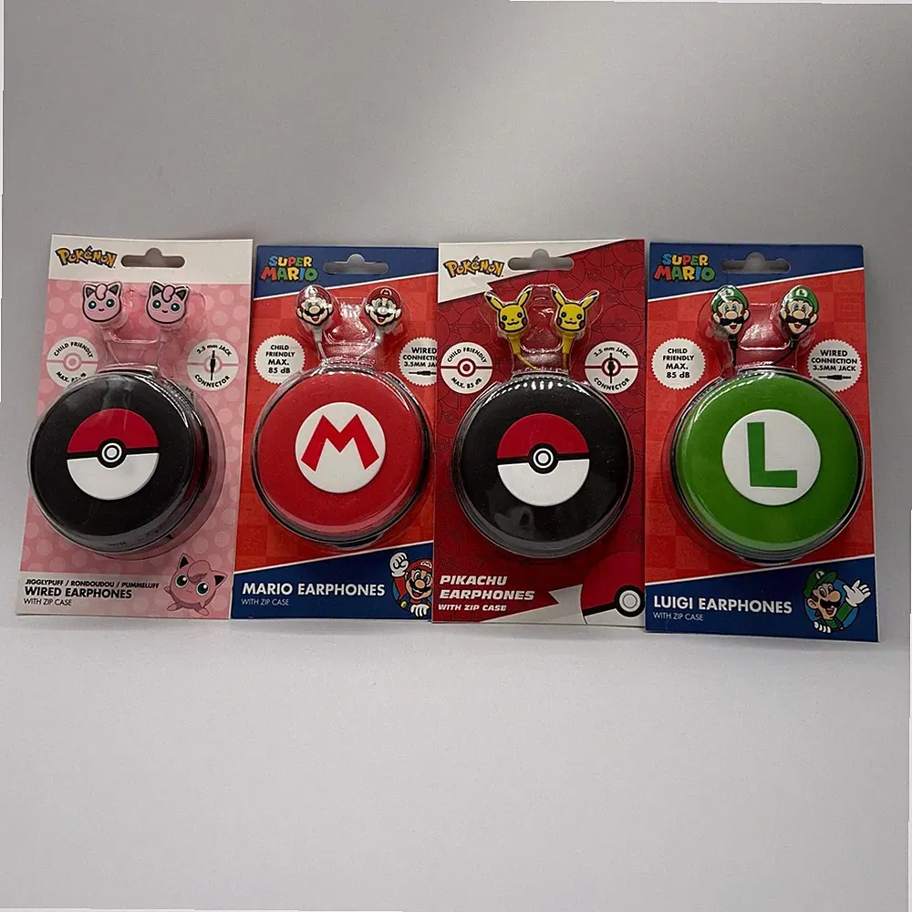 Super Mario & Pokemon Kopfhörer für Kinder - 85dB - mit Case - Kabelgebunden