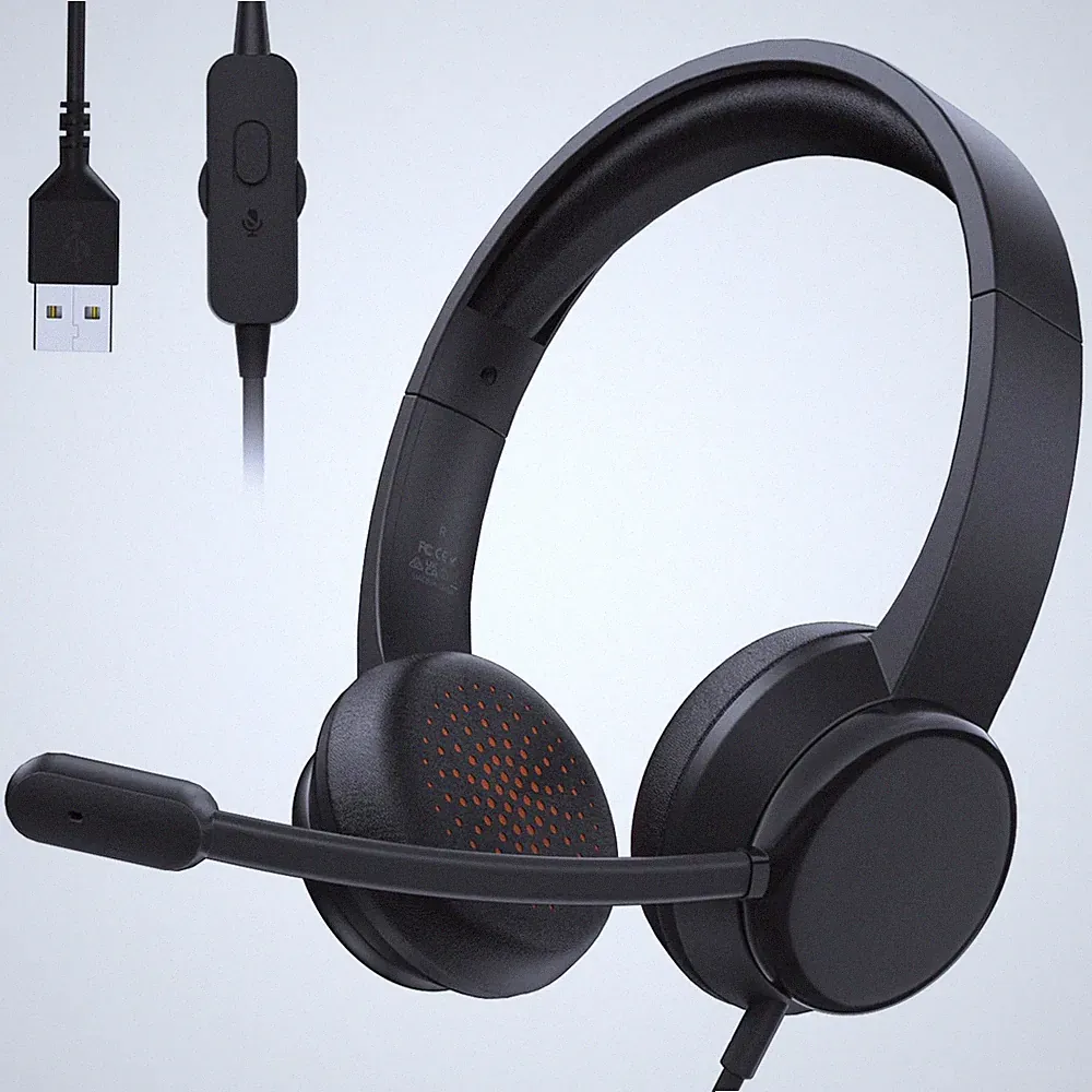 Syndesmos USBHeadset mit NoiseCancelling Mikrofon für PC, Büro & Meetings
