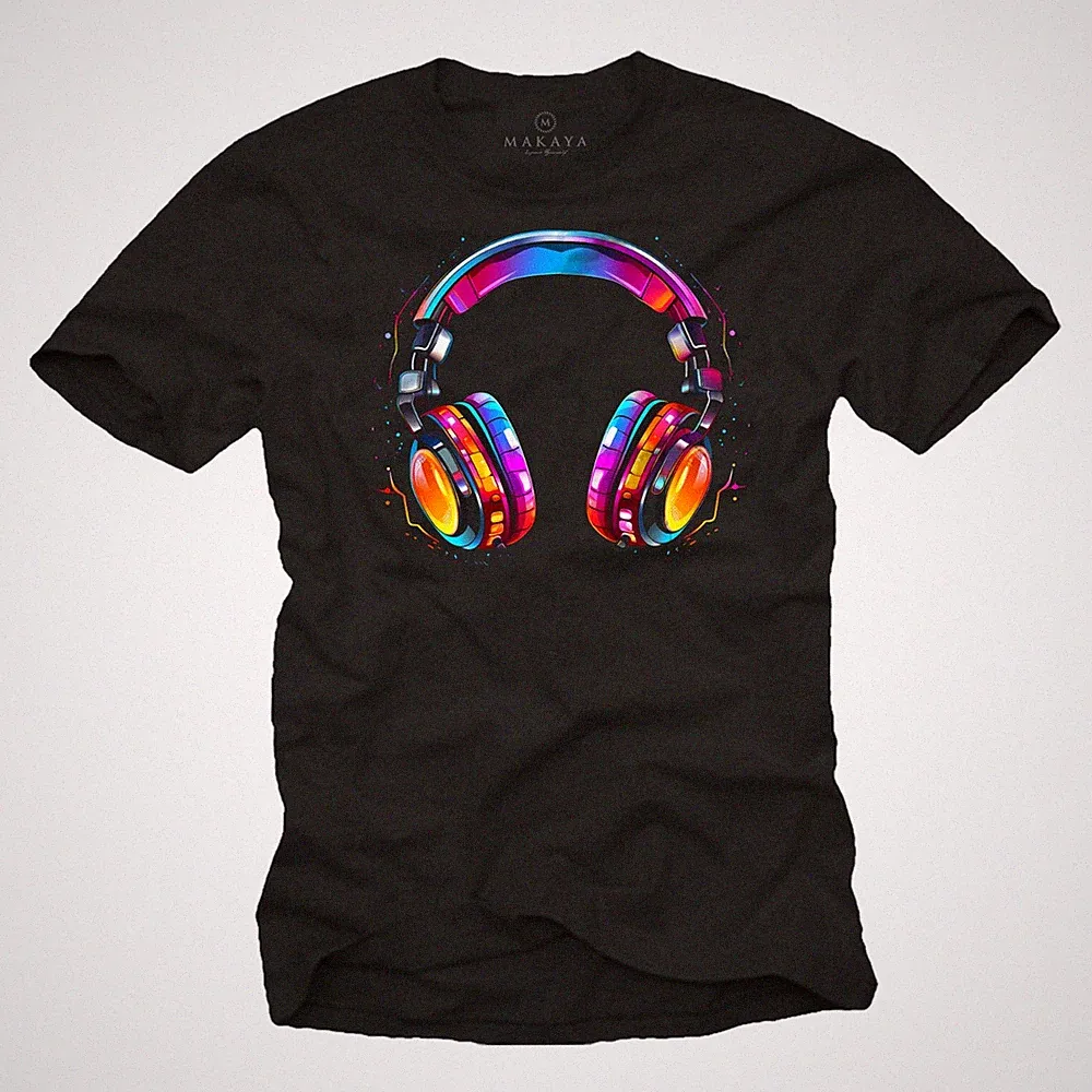 T-Shirt mit Kopfhörer Motiv für Herren Hip Hop Design Jungs Teenager Jugendliche