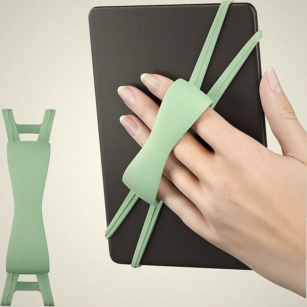 Tablet Handschlaufe, Universal, Silikon, Verstellbar, Grüne Handhalterung