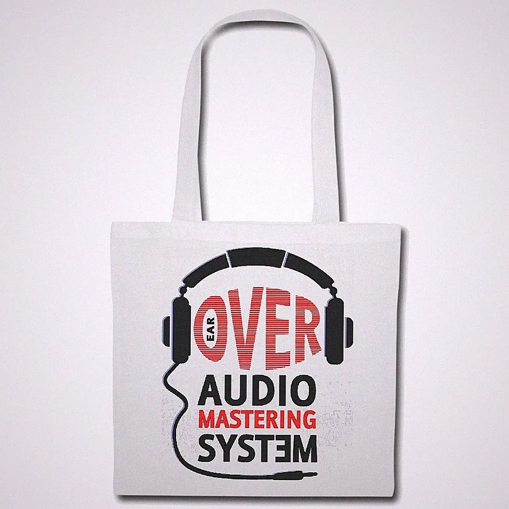 Tasche Beutel Baumwolltasche OVER AUDIO SYSTEM KOPFHÖRER TECHNO JAZZ FUNKY SOUL