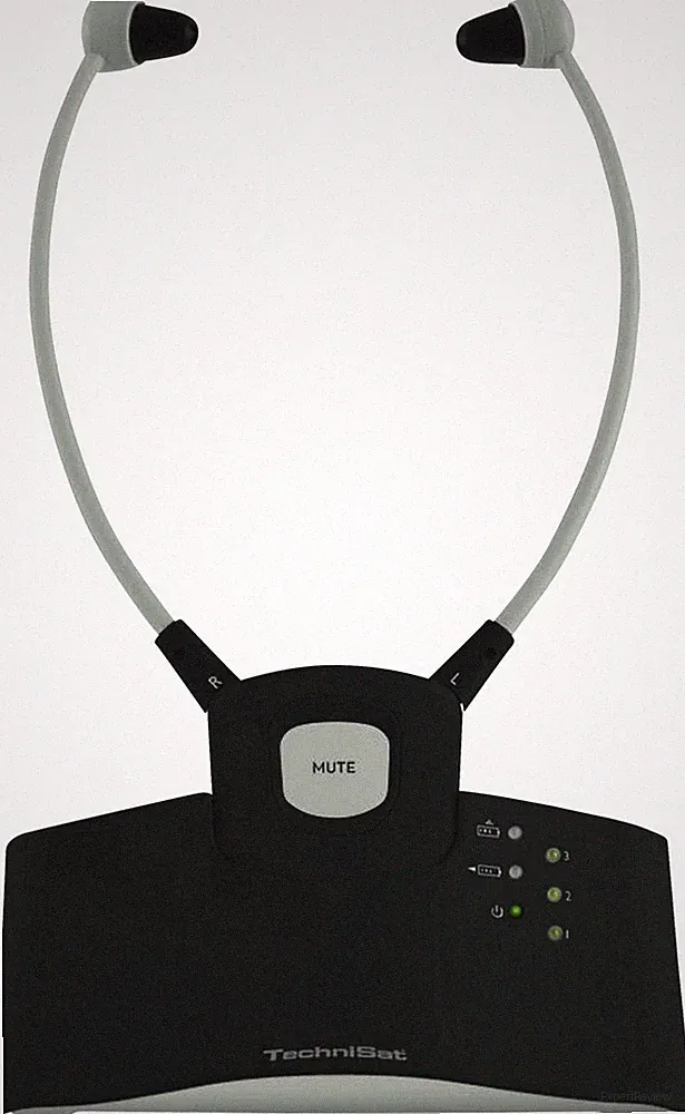 TechniSat Stereoman ISI 3 Funk Kopfhörer TV Kinnbügel Hörsystem mit Ladestation