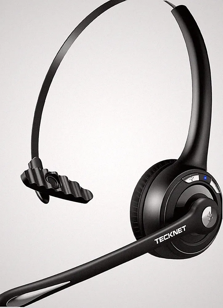 TECKNET Bluetooth Headset, Kabellose On Ear Kopfhörer mit Noise Cancelling Mikrofon