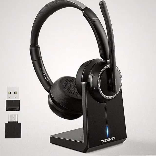 TECKNET Bluetooth Headset mit Mikrofon 55 Std Akku Dual Mode
