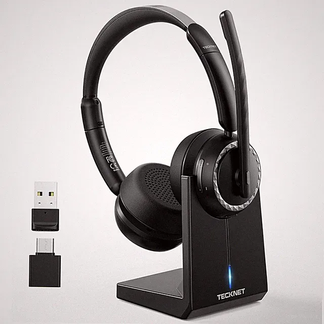 TECKNET Bluetooth Headset mit Mikrofon 55 Std Akku Dual Mode USB Dongle