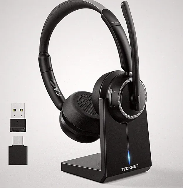 TECKNET Bluetooth Headset mit Mikrofon 55 Std Akku Dual Mode USB Dongle Wireless