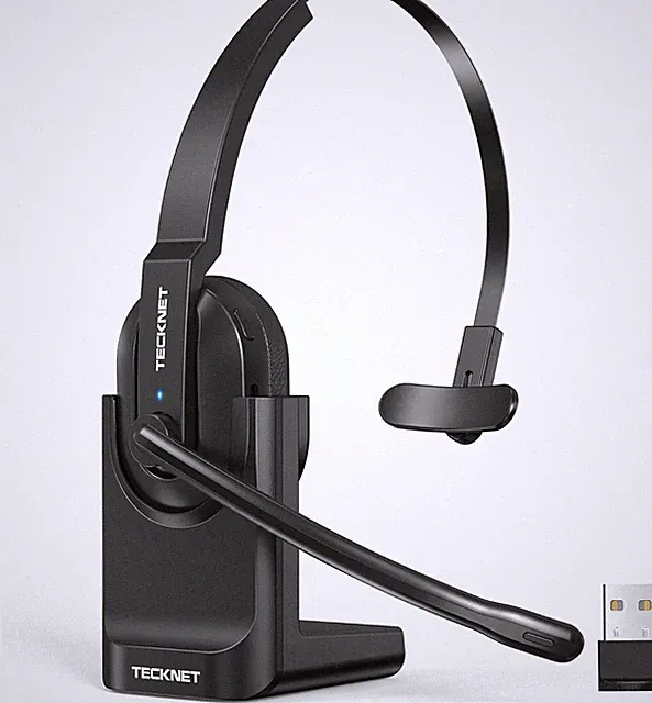 TECKNET Bluetooth Headset TK-HS021 mit Mikrofon und USB-Dongle, 60 Std. Akku