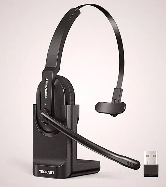TECKNET Bluetooth Headset, Wireless Headset mit Mikrofon Noise Cancelling & U