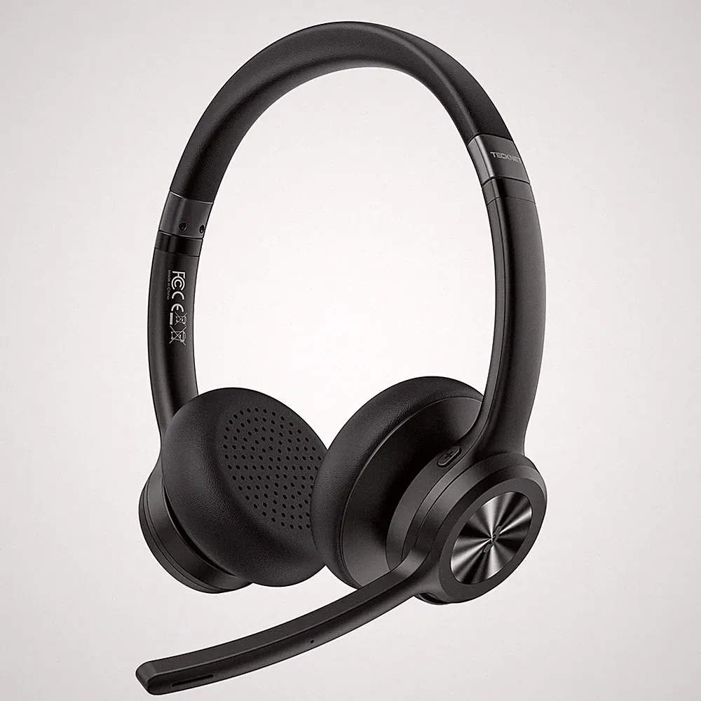 TECKNET Bluetooth Headset Wireless On-Ear Kopfhörer Noise Cancel Mikrofon 50H
