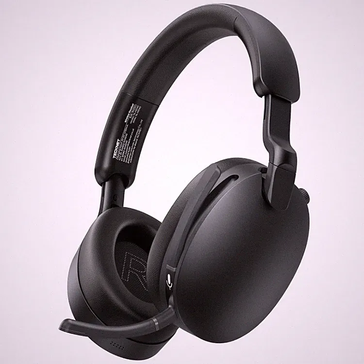 TECKNET Bluetooth Kopfhörer mit Mikrofon Hybrid ANC 100 Stunden Akku Schwarz