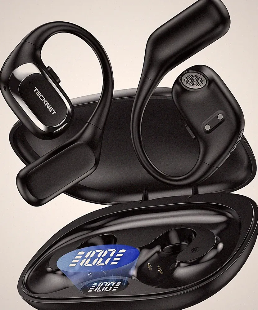 TECKNET Open Ear Kopfhörer Bluetooth 6.0 mit 38 Stunden Akkulaufzeit, Schwarz