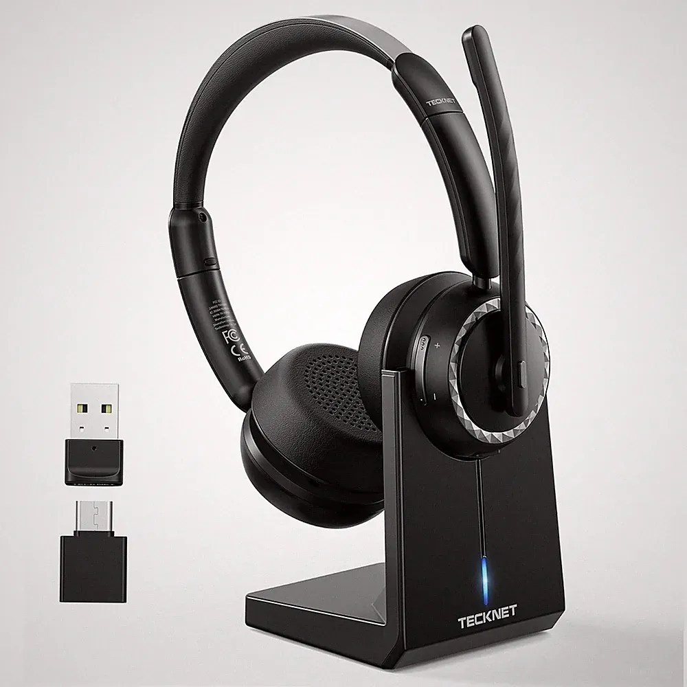 TECKNET TK-HS016 Bluetooth Headset Mikrofon On-Ear USB-Dongle