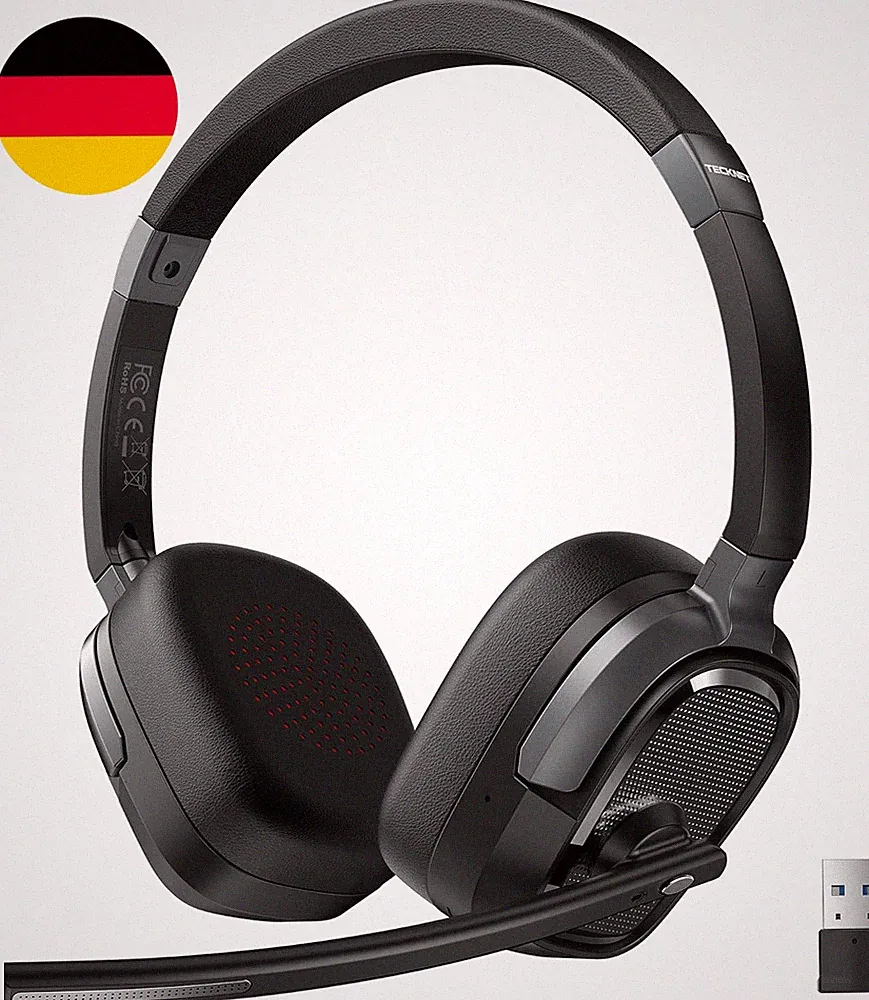 TECKNET V6.0 Bluetooth Headset Mit Mikrofon, Wiederaufladbar Bluetooth Kopfhörer