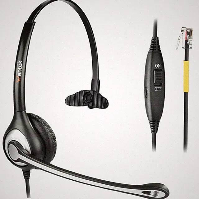 Telefon Headset RJ9 Bürotelefon Kopfhörer mit Mikrofon Schwarz Gelb kompatibel