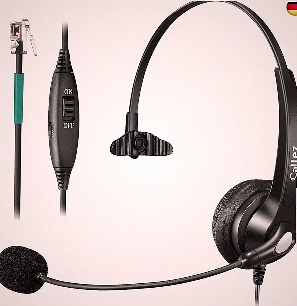 Telefon Headset RJ9 mit Mikrofon Noise Cancelling, Festnetztelefon Kopfhörer