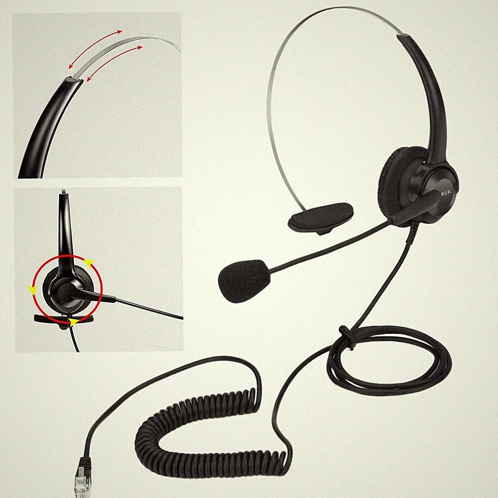 Telefon-Headsets mit Mikrofon, Freisprech-Kopfhörer mit Kabel für