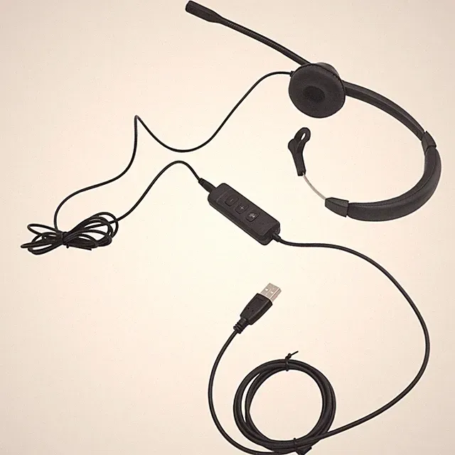 Telefonheadset Schwarz Mit Kabel Und Geräuschunterdrückungsmikrofon USB Einohr