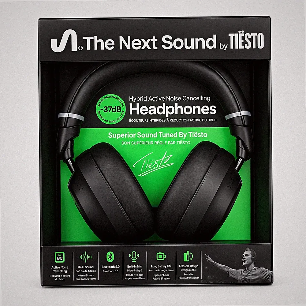 The Next Sound Hybrid ANC Kopfhörer Bluetooth Schwarz mit Mikrofon faltbar