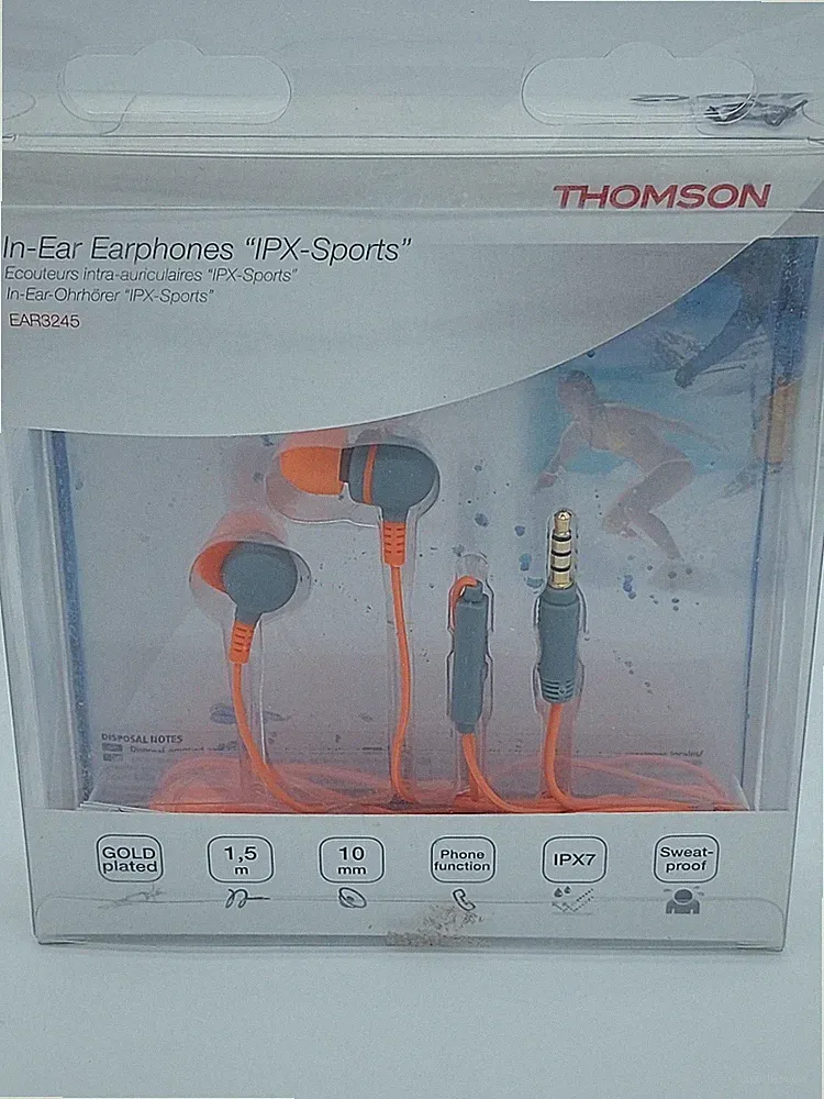 Thomson EAR3245 INEAR OHRHÖRER SPORT Grau-Orange Anruf Funktion Vergoldet H3