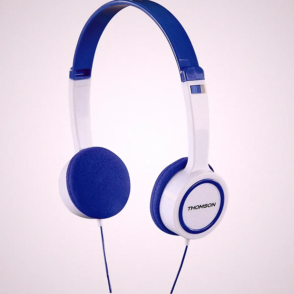 Thomson HED1105 On-Ear Kinder Kopfhörer Blau Weiß 85dB limited 1,2 m Kabel 3.5mm