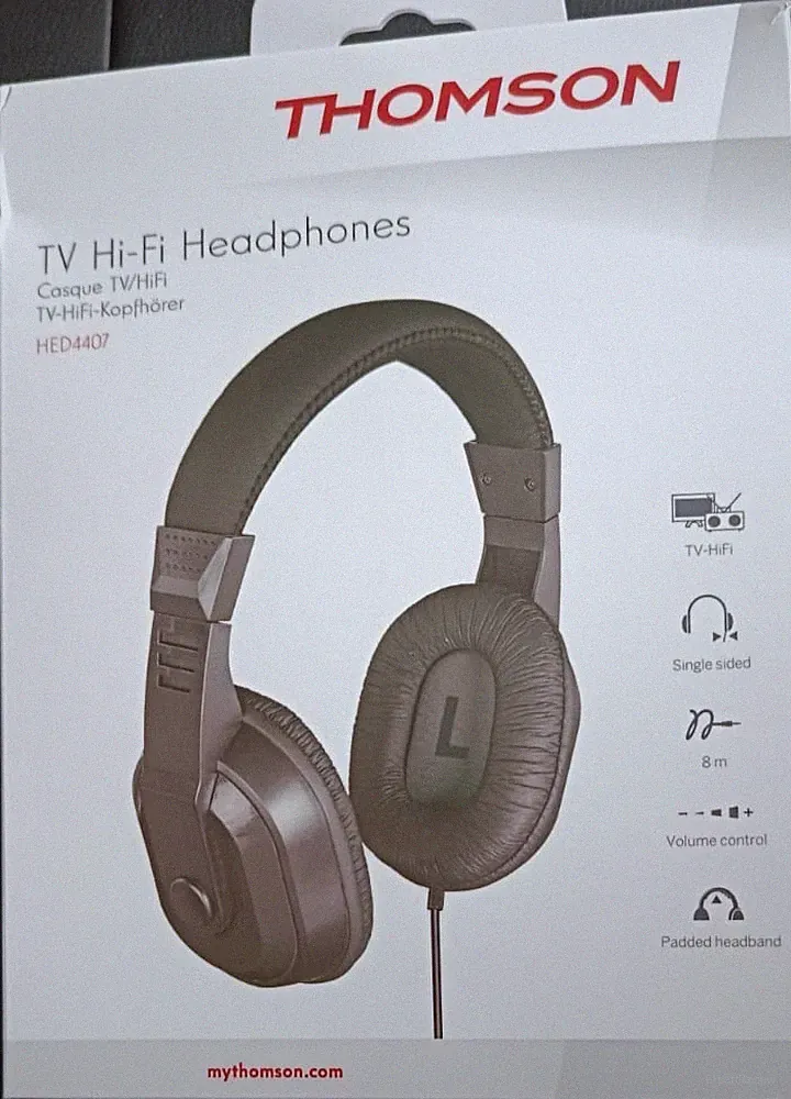 Thomson TV Kopfhörer mit Kabel 8m, Over-Ear, HiFi Stereo, Klinke, Ersatzteil
