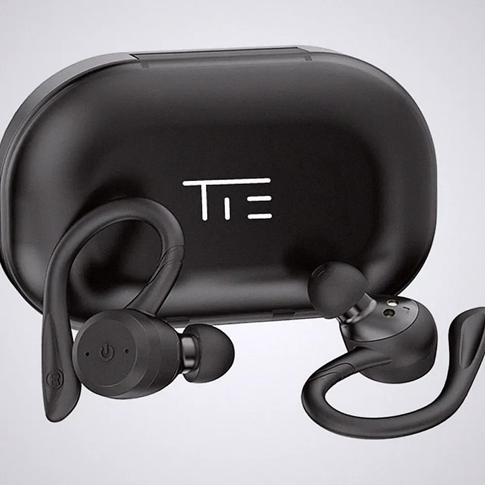 Tie Studio TBE1018 In Ear Kopfhörer Bluetooth® Schwarz Wasserbeständig, Ohrbügel