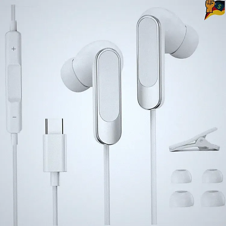 tiloqua USB-C Kopfhörer In-Ear mit Mikrofon 1,2 m Weiß, kompatibel mit iPhone