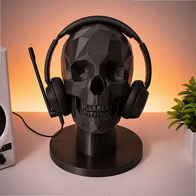 Totenkopf Kopfhörerständer Headset- & Helmhalter Deko Geschenk, mit Sockel